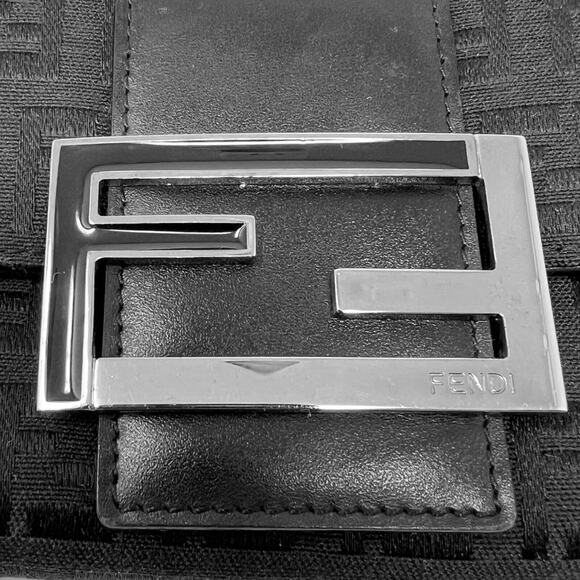Fendi Zucca FF Canvas Baguette Clutch Black Logo Wallet Bag Vintage Italy - Picture 4 of 10